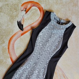 3/$25 Divided H&M Bodycon Mini Dress Stretch Diamonds Black White Cotton Blend 4